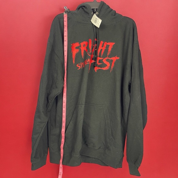 Just Hoods By AWDis Six Flags Fright Fest Long Sleeve Black Hoodie Size XL NWT - Picture 5 of 9